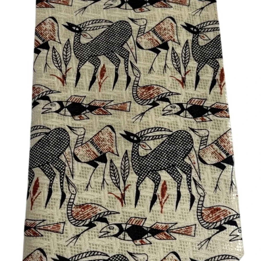 Vintage Don Collection Silk Tie African Wildlife‎ Gazelle Print Handmade